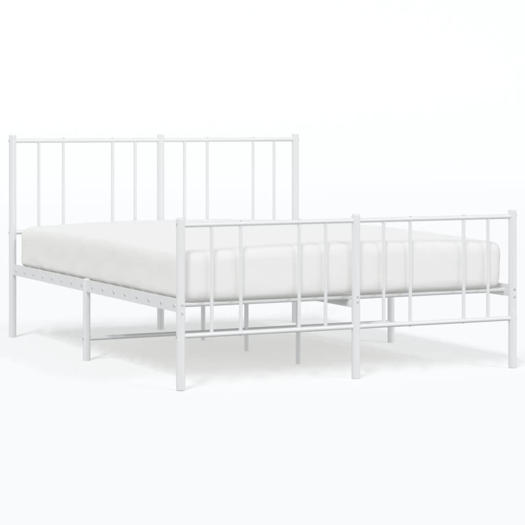 vidaXL Kovový rám postele s hlavovým a nožním čelem bílý 120 x 200 cm
