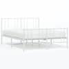 vidaXL metallist voodiraam peatsi ja jalutsiga, valge, 140 x 190 cm