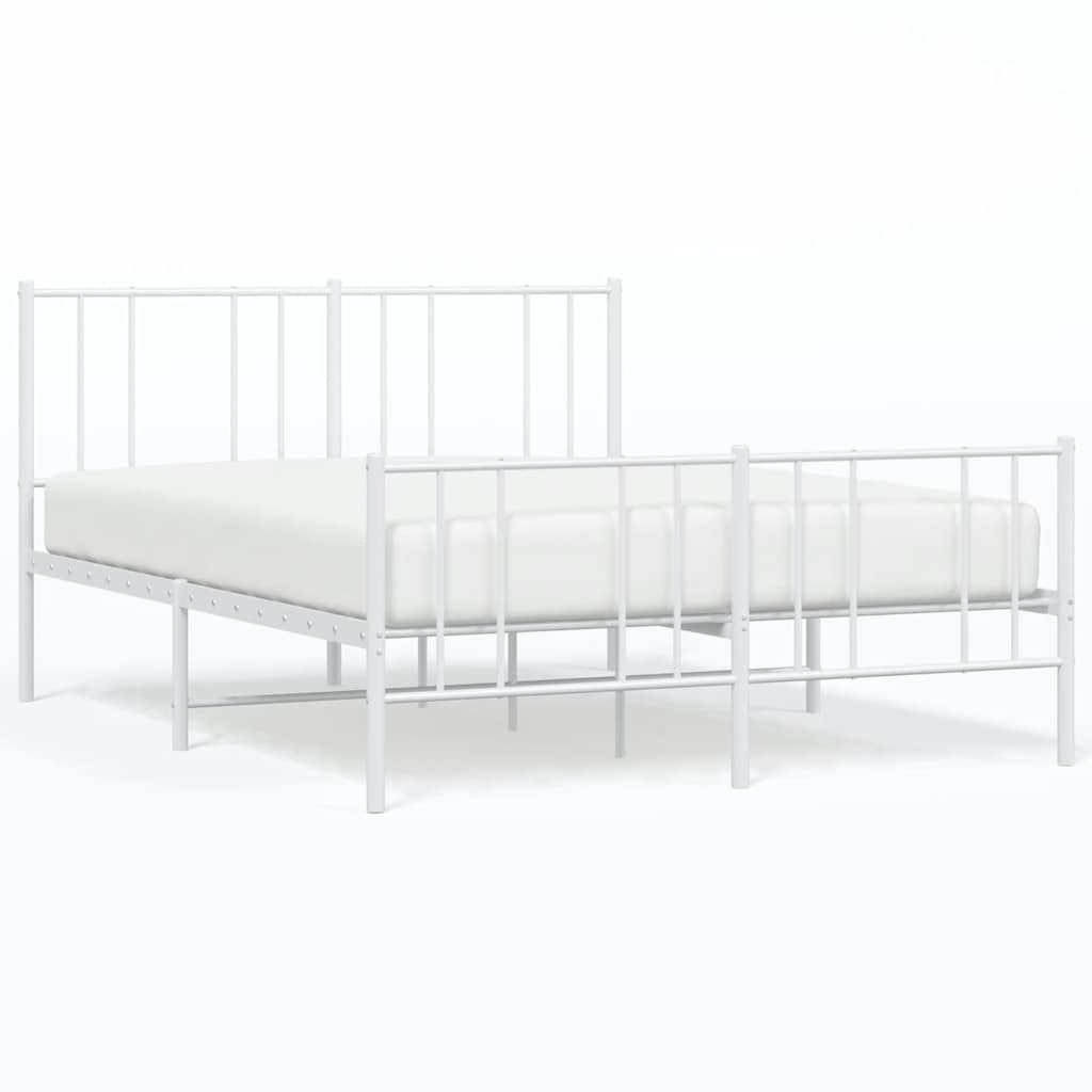 vidaXL Bedframe met hoofd- en voeteneinde metaal wit 140x190 cm, foto 3