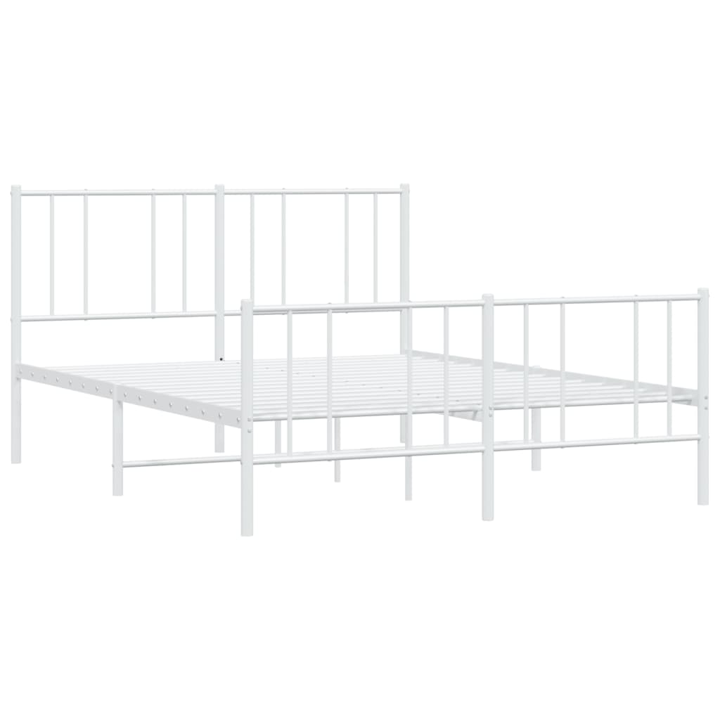 vidaXL Bedframe met hoofd- en voeteneinde metaal wit 140x190 cm afbeelding