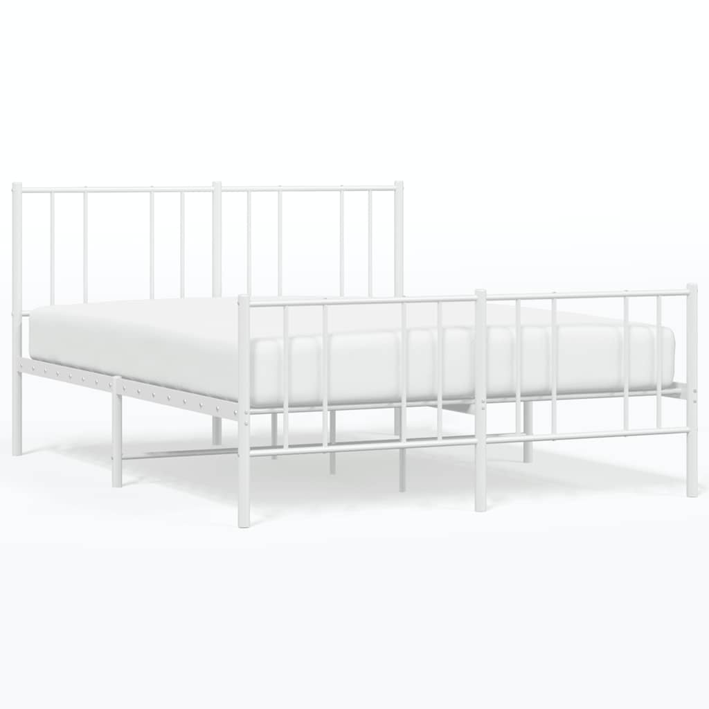VidaXL Bedframe Met Hoofd- En Voeteneinde Metaal Wit 140x200 Cm