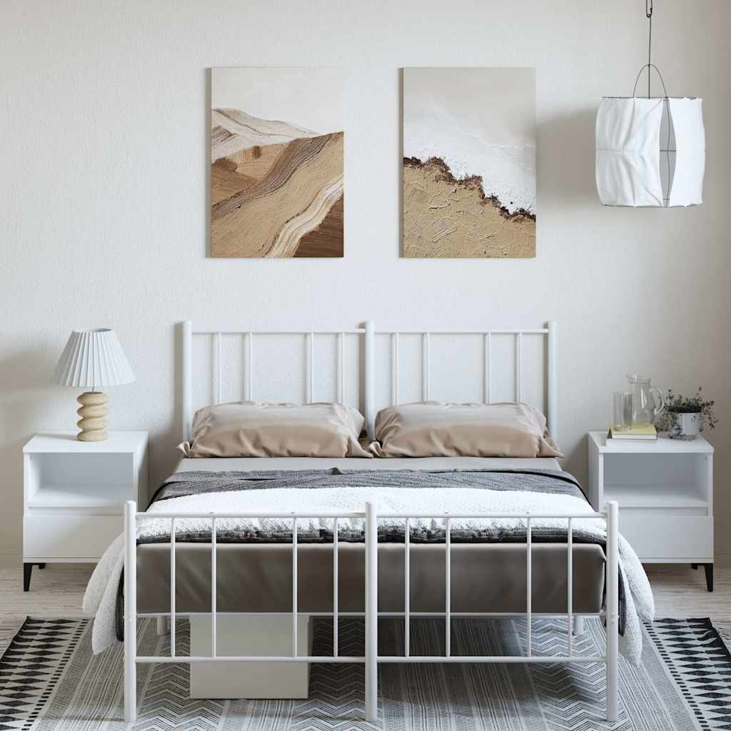 vidaXL Bedframe met hoofd- en voeteneinde metaal wit 150x200 cm afbeelding