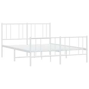 Kovový rám postele s hlavovým a nožním čelem bílý 150 x 200 cm - obrázek 4
