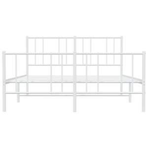 Kovový rám postele s hlavovým a nožním čelem bílý 150 x 200 cm - obrázek 6