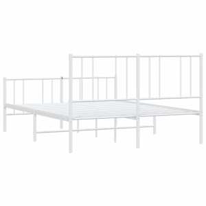 Kovový rám postele s hlavovým a nožním čelem bílý 150 x 200 cm - obrázek 8