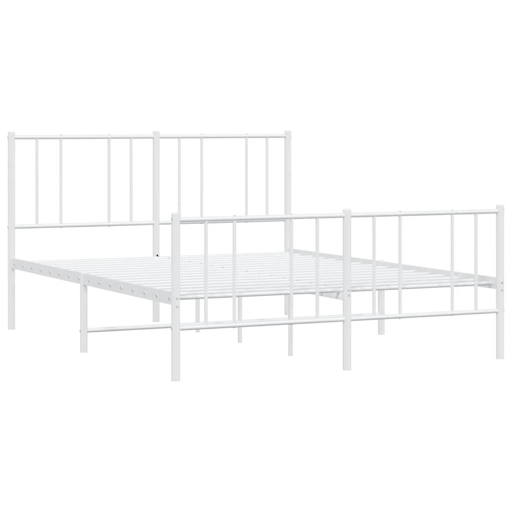 vidaXL Bedframe met hoofd- en voeteneinde metaal wit 160x200 cm, foto 4