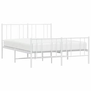 Kovový rám postele s hlavovým a nožním čelem bílý 160 x 200 cm - obrázek 5