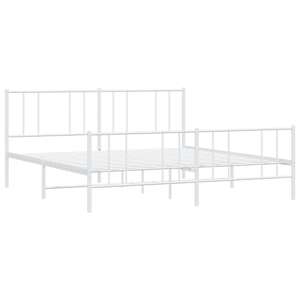 Kovový rám postele s hlavovým a nožním čelem bílý 180 x 200 cm - obrázek 3
