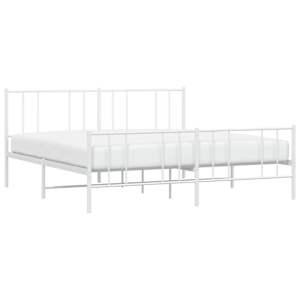 Kovový rám postele s hlavovým a nožním čelem bílý 180 x 200 cm - obrázek 5