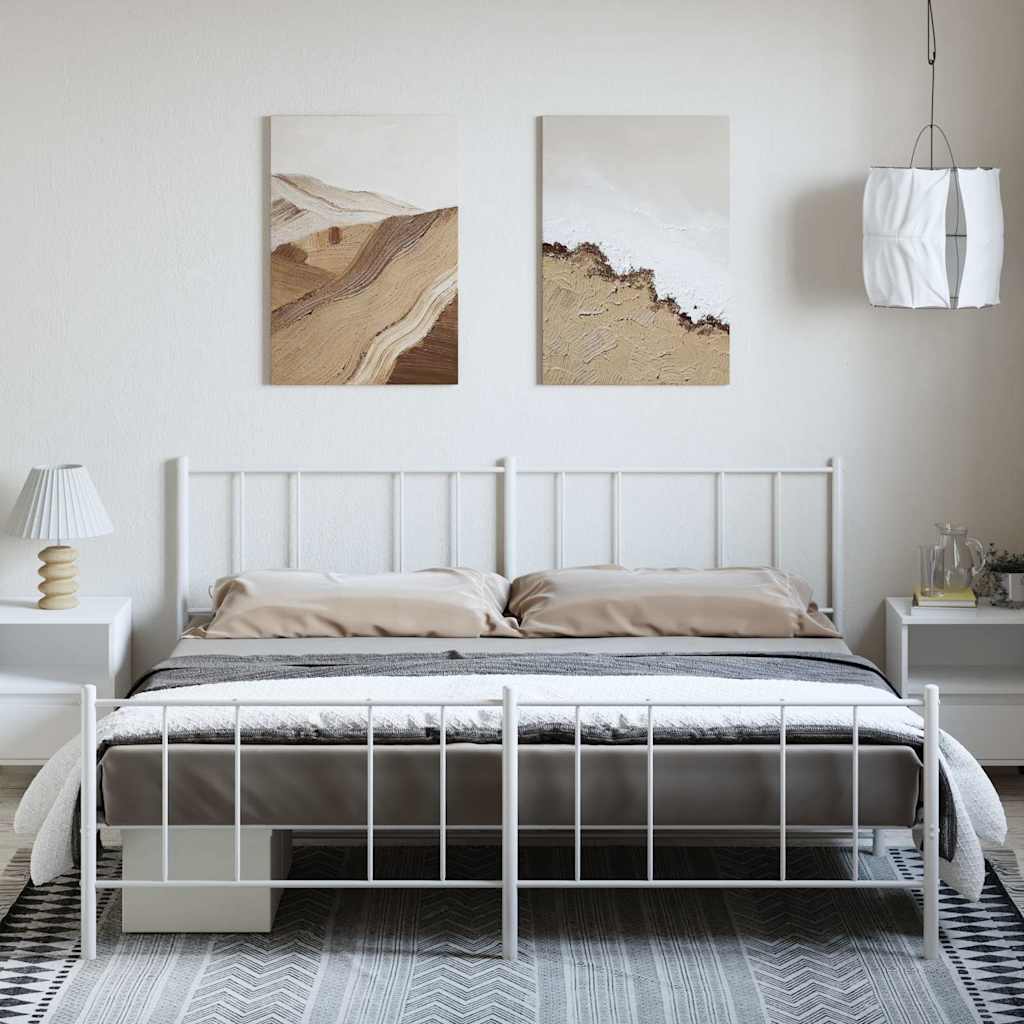 vidaXL Bedframe met hoofd- en voeteneinde metaal wit 183x213 cm afbeelding