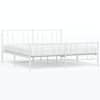 vidaXL metallist voodiraam peatsi ja jalutsiga, valge, 200 x 200 cm