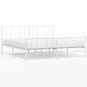Kovový rám postele s hlavovým a nožním čelem bílý 200 x 200 cm - obrázek 2