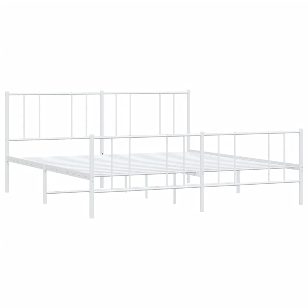 vidaXL fehér fém ágykeret fej- és lábtámlával 200x200 cm
