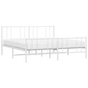 Kovový rám postele s hlavovým a nožním čelem bílý 200 x 200 cm - obrázek 5