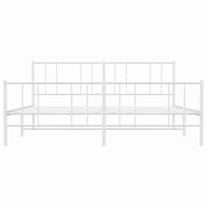 Kovový rám postele s hlavovým a nožním čelem bílý 200 x 200 cm - obrázek 6