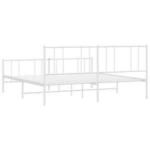 Kovový rám postele s hlavovým a nožním čelem bílý 200 x 200 cm - obrázek 8