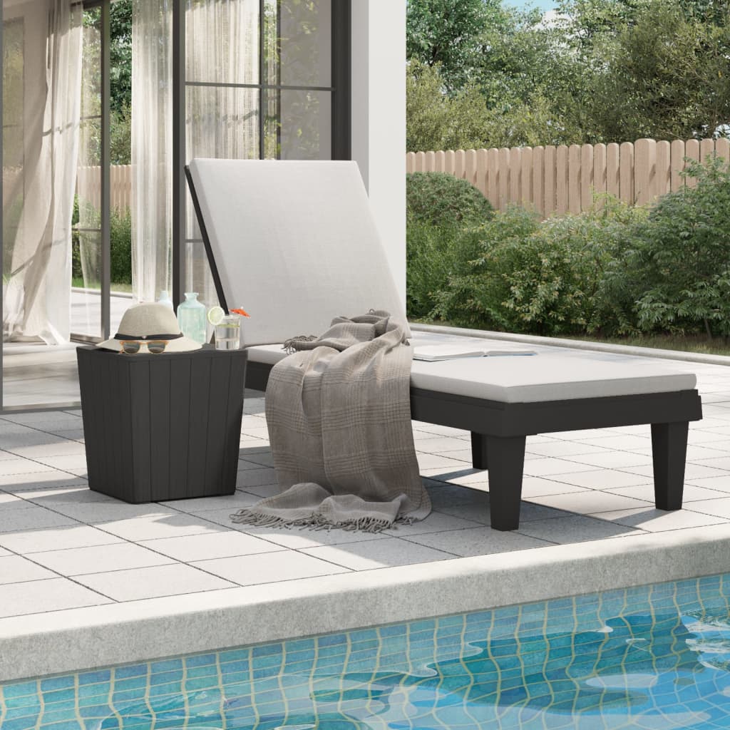 vida XL Sonnenliege Schwarz 155x 58x 83 cm Polypropylen