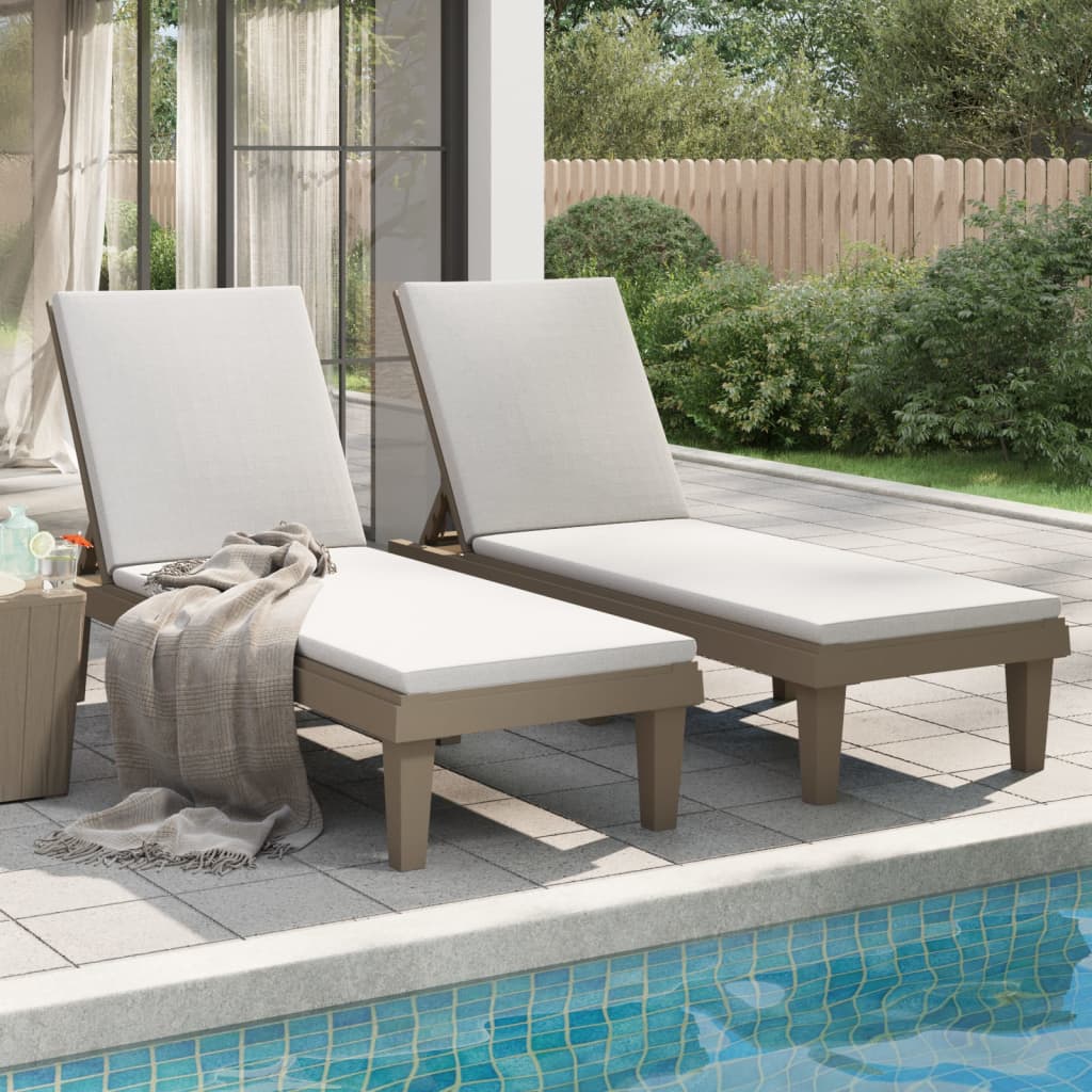 vidaXL Sun Loungers 2 pcs Light Brown 155x58x83 cm Polypropylene