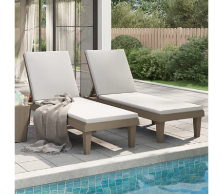 vidaXL Sun Loungers 2 pcs Light Brown 155x58x83 cm Polypropylene