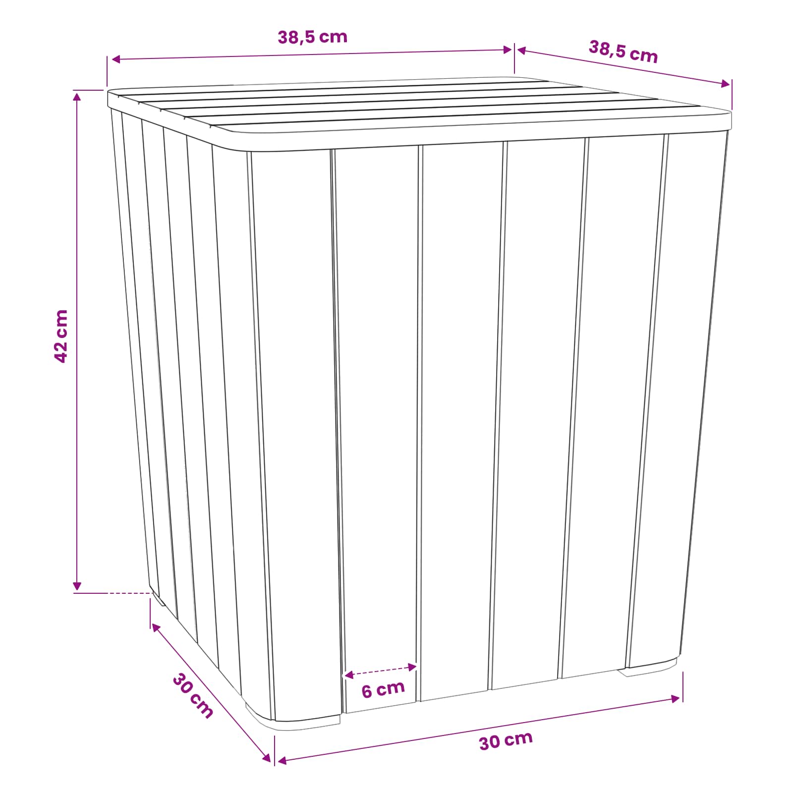 Garden Table with Removable Lid Polypropylene size guide