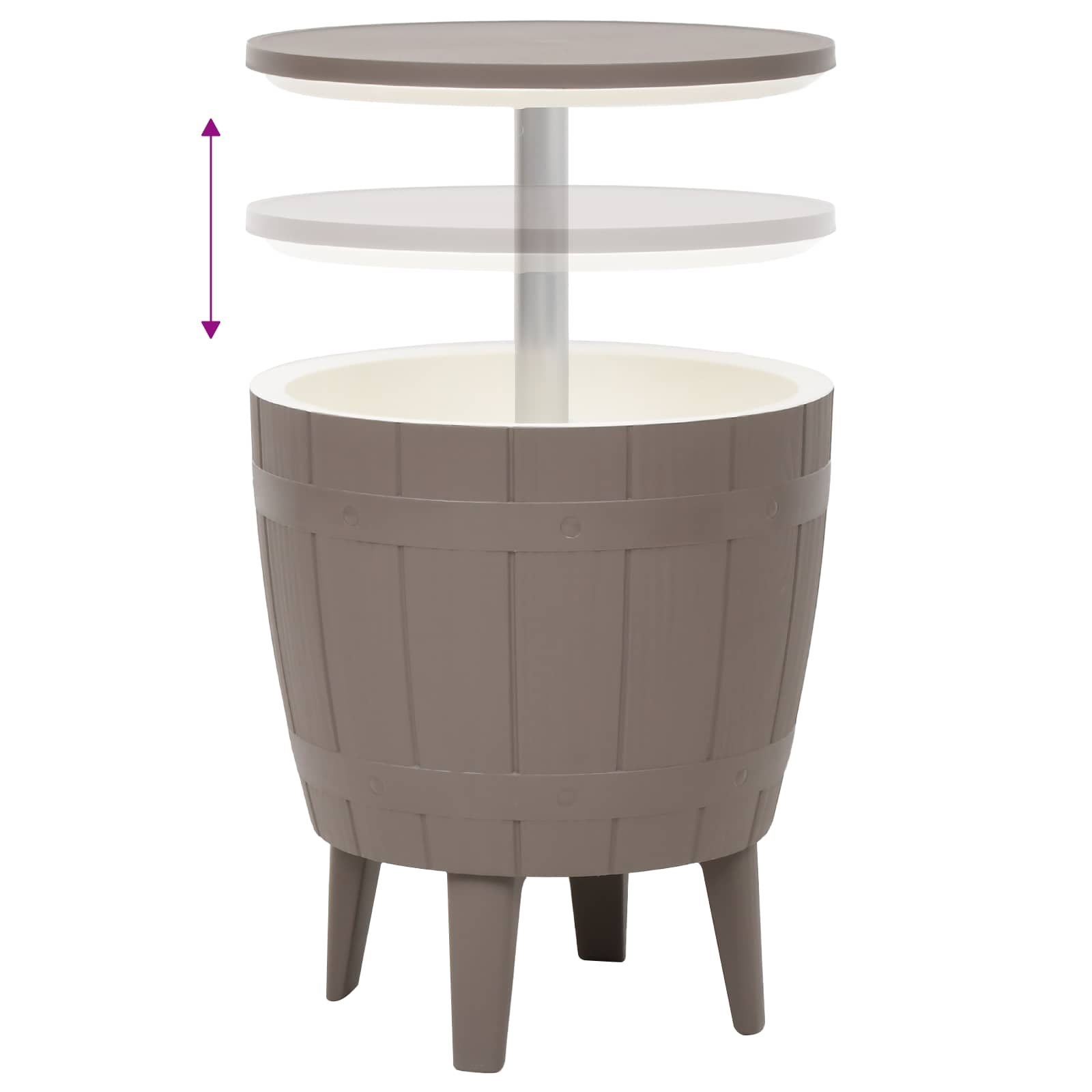 vidaXL 3-in-1 Tisch mit Eiskühler Hellbraun Polypropylen – Bild 6