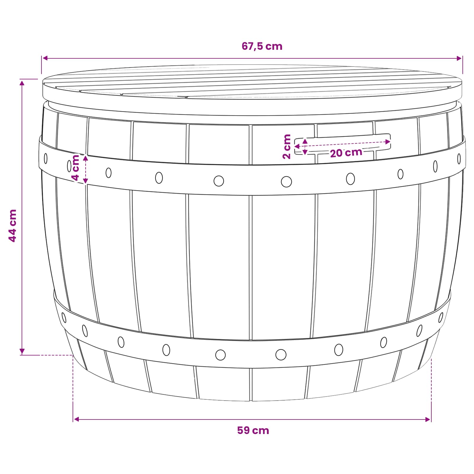3 in Garden Storage Box Polypropylene size guide