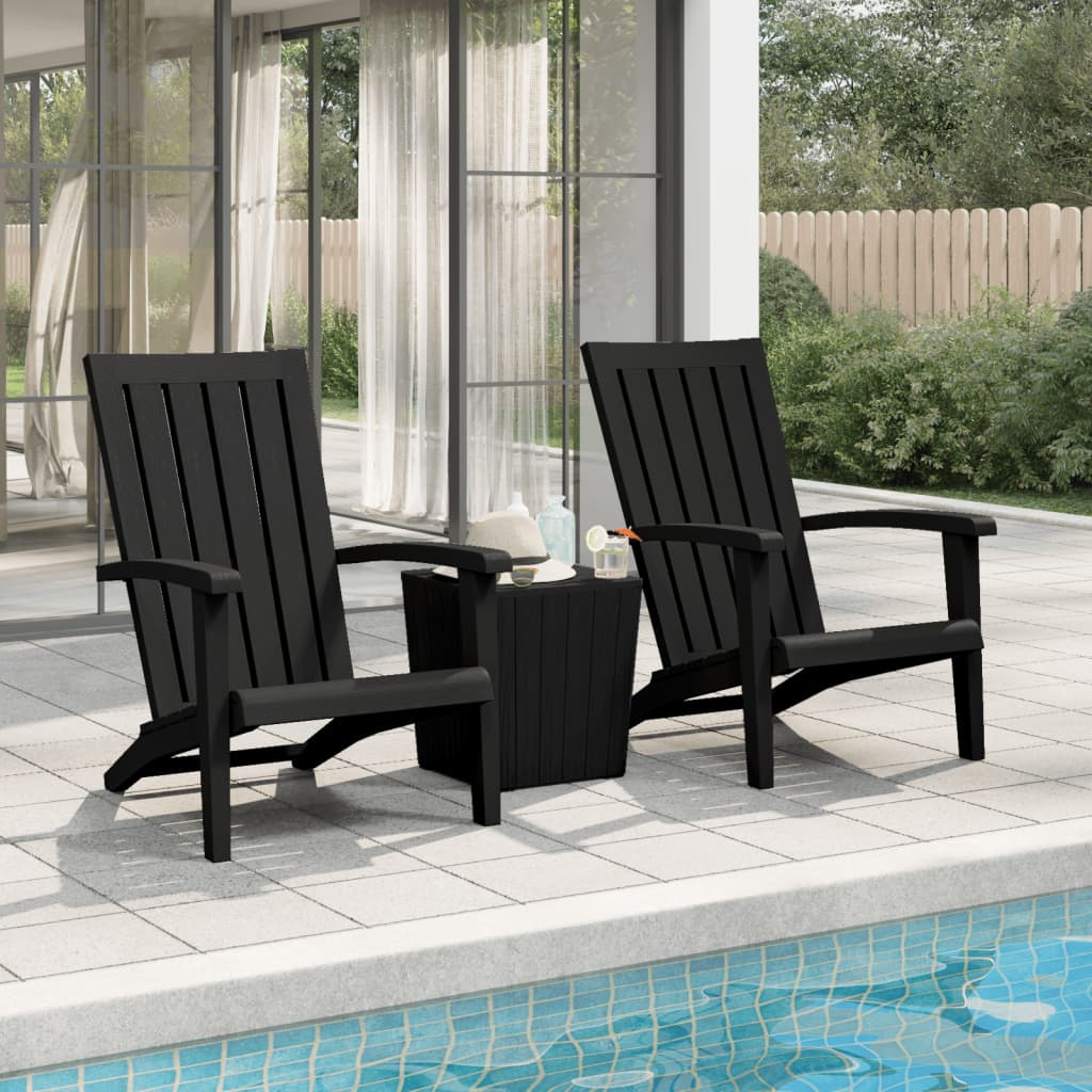 vidaXL Cadeiras de jardim Adirondack 2 pcs polipropileno preto