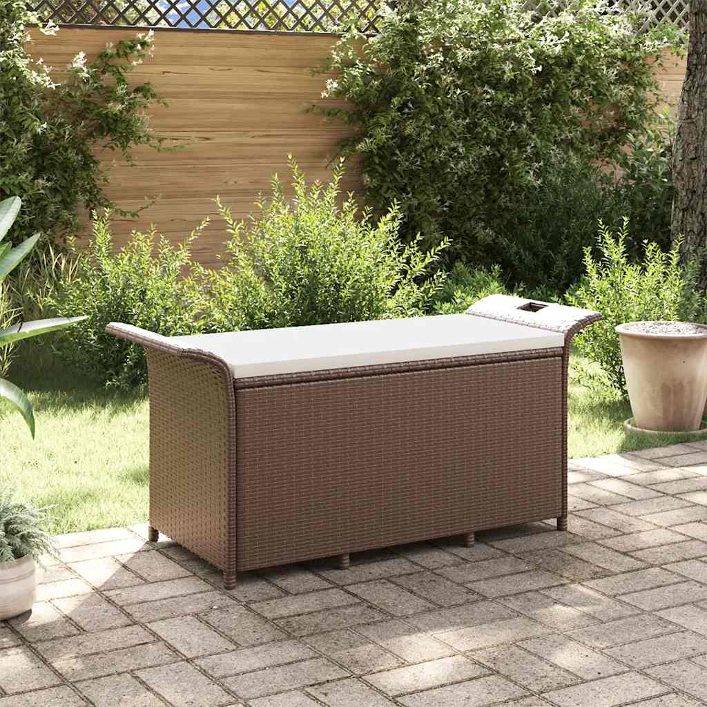 vidaXL Bancă de grădină cu pernă, maro, 116x46x57 cm, poliratan