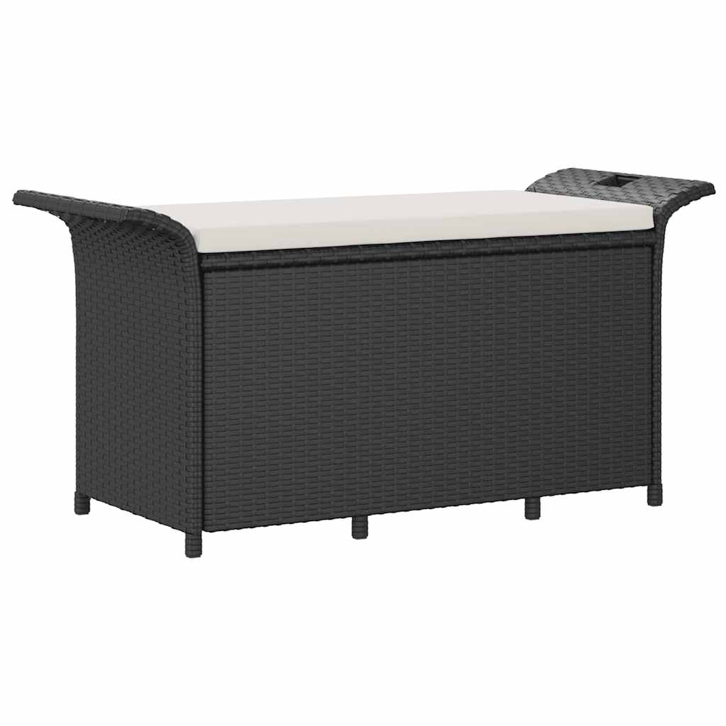 vidaXL Zahradní lavice s poduškou černá 116 x 46 x 57 cm polyratan