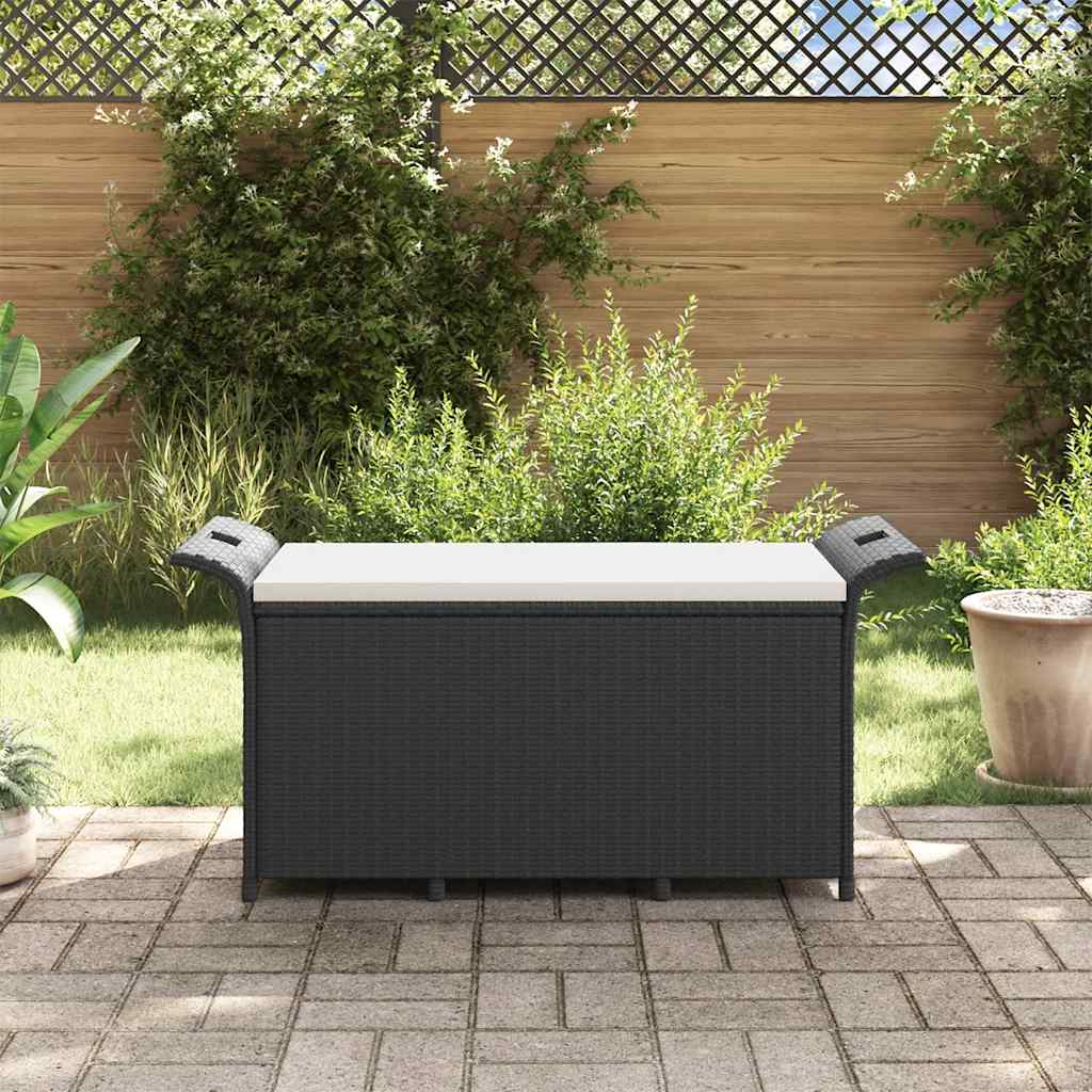 vidaXL Tuinbank met kussen 116x46x57 cm poly rattan zwart