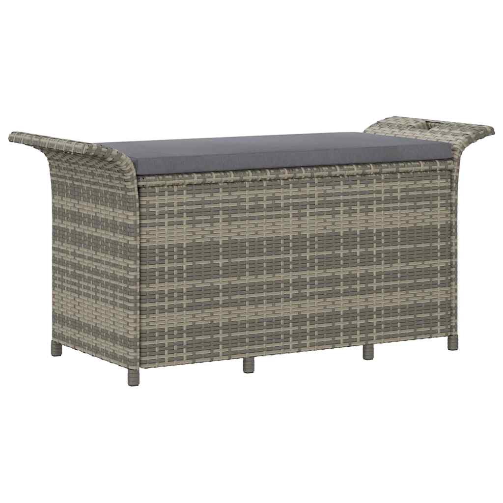 vidaXL Zahradní lavice s poduškou šedá 116 x 46 x 57 cm polyratan