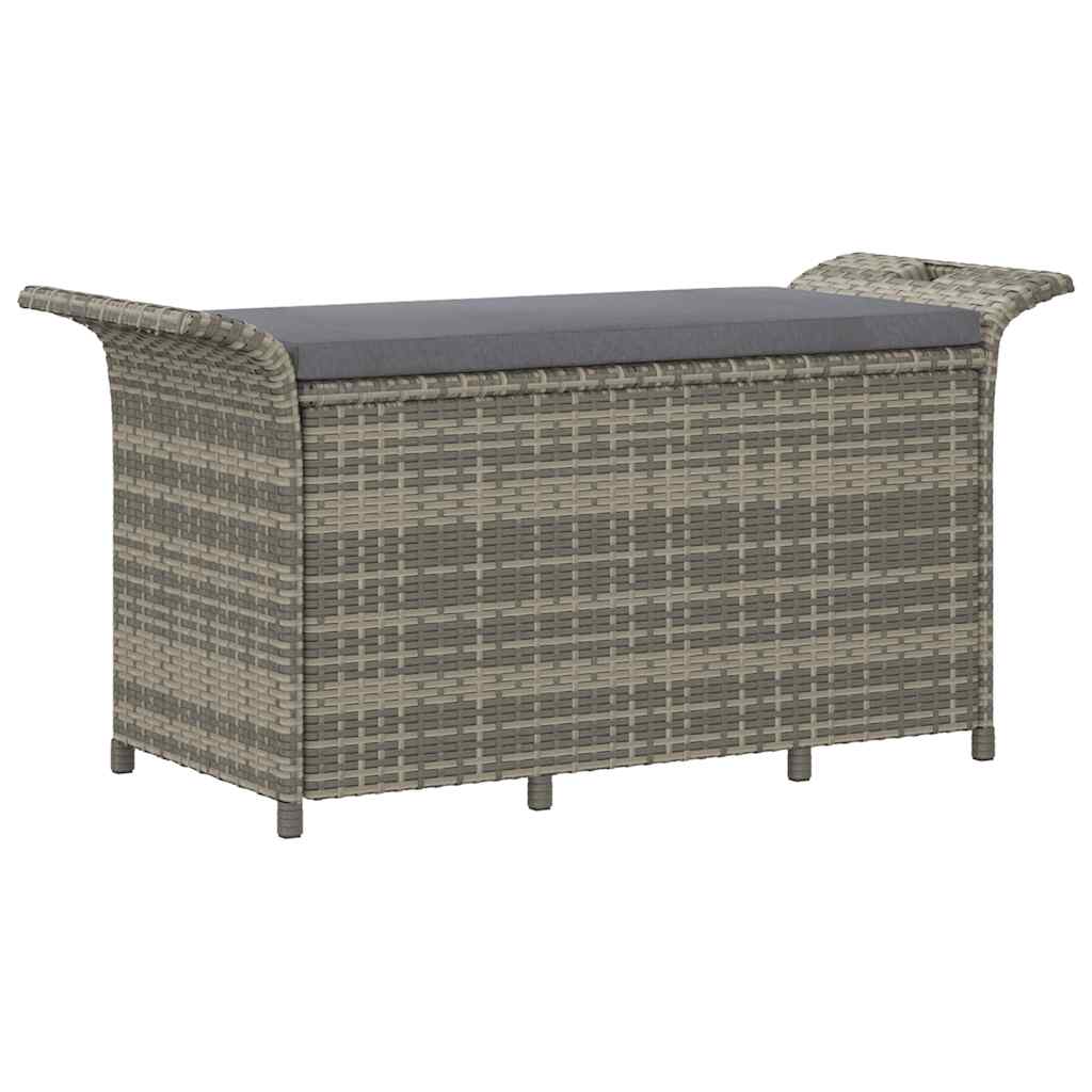 vidaXL Zahradní lavice s poduškou šedá 116 x 46 x 57 cm polyratan