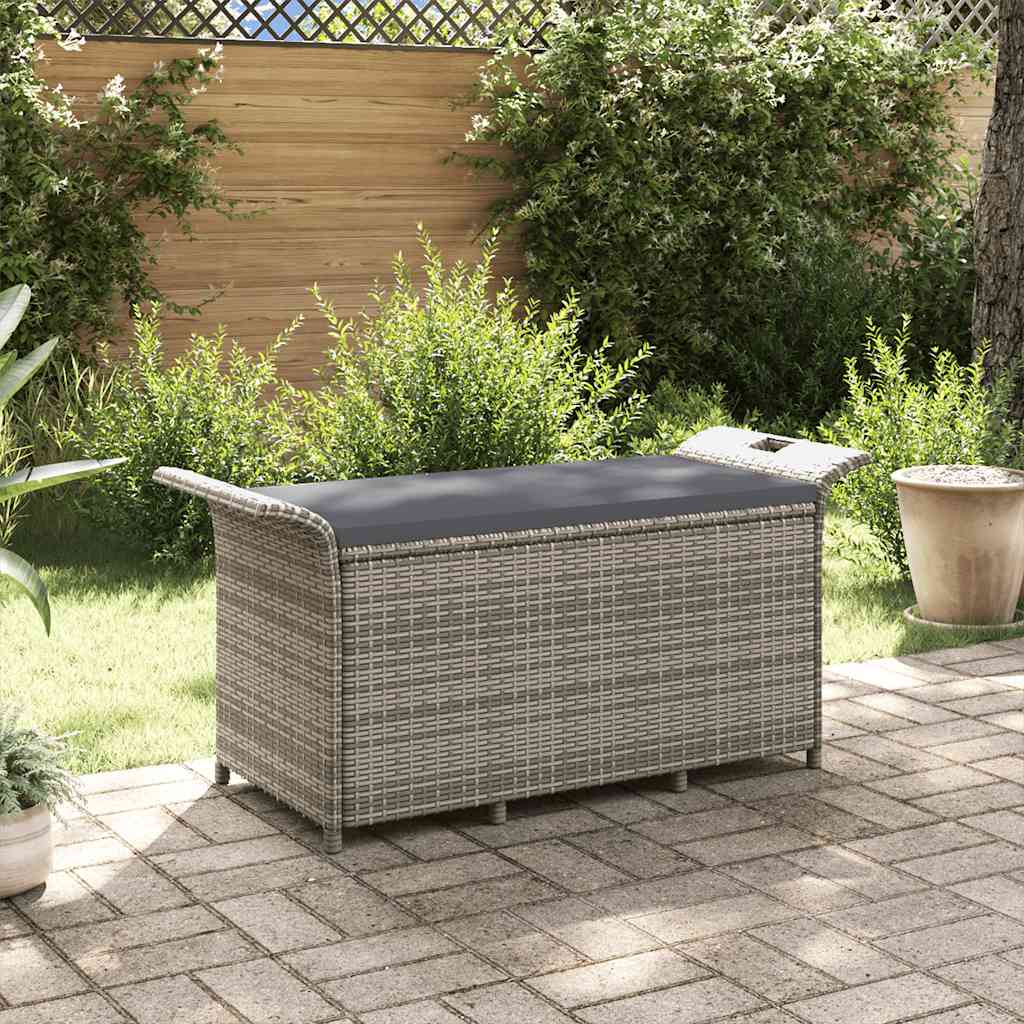 vidaXL Trädgårdsbänk med dyna grå 116x46x57 cm konstrotting