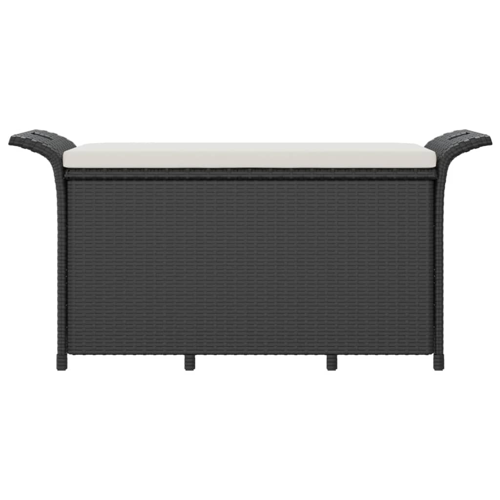vidaXL Tuinbank met kussen 116x46x57 cm poly rattan zwart afbeelding