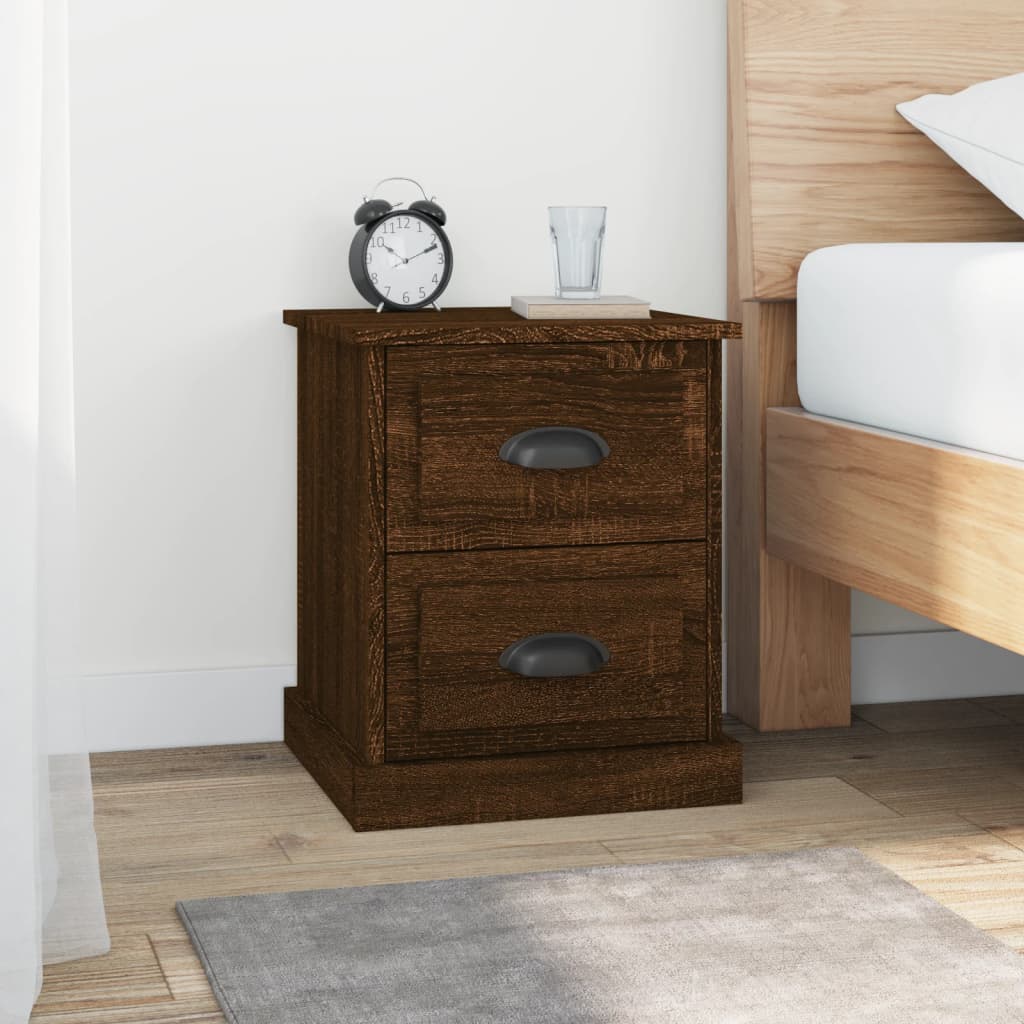 vida XL Nachttische 2 Stk. Braun Eiche 39x 39x 47,5 cm Holzwerkstoff