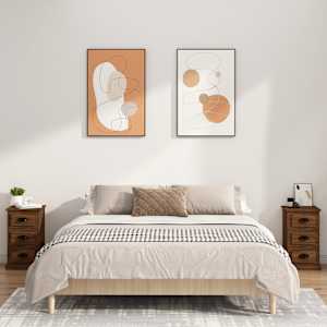 vidaXL Naktinė spintelė, ruda ąžuolo, 39x39x67cm, apdirbta mediena