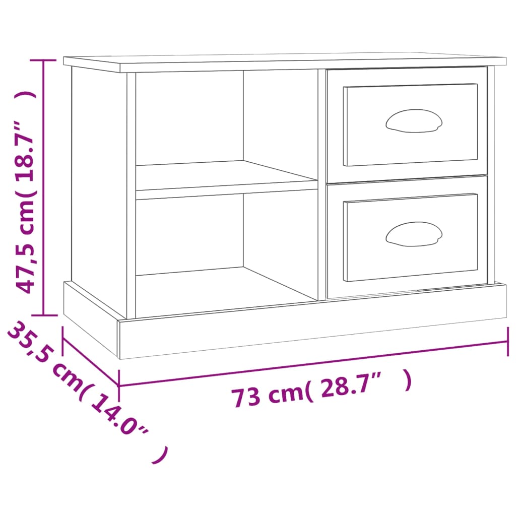 füstös tölgy színű szerelt fa TV-szekrény 73x35,5x47,5 cm