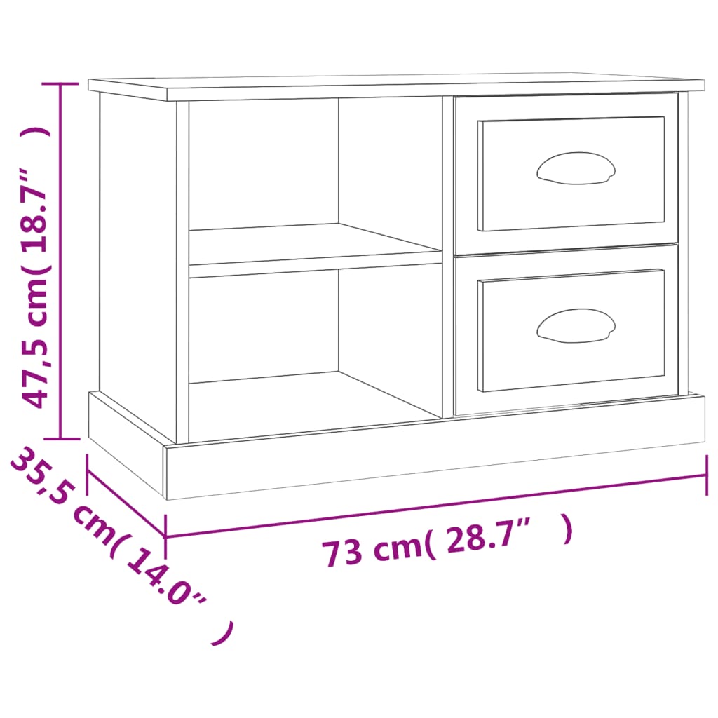 TV skříňka hnědý dub 73 x 35,5 x 47,5 cm kompozitní dřevo