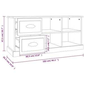 TV skříňka bílá 102 x 35,5 x 47,5 cm kompozitní dřevo - obrázek 11