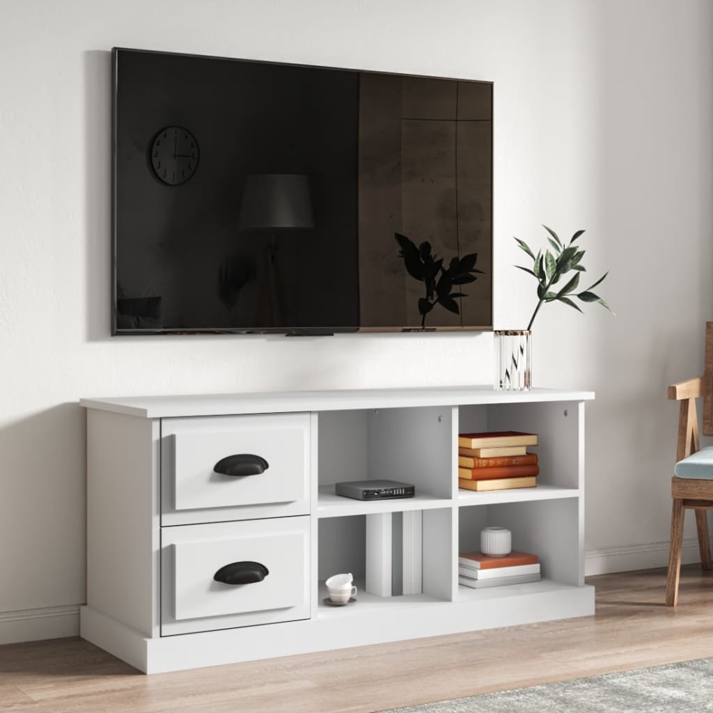 vidaXL Meuble TV blanc 102x35,5x47,5 cm bois d'ingénierie