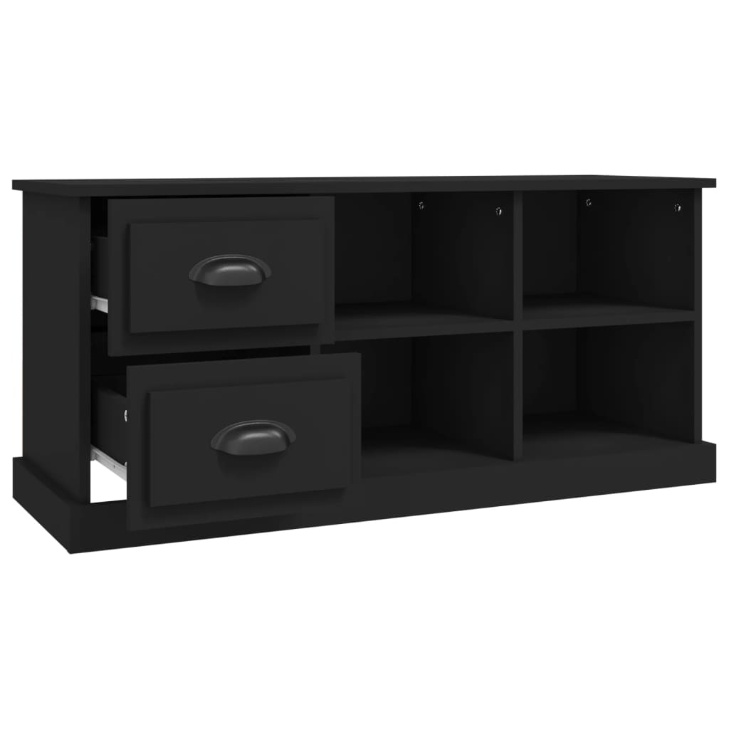 fekete szerelt fa TV-szekrény 102 x 35,5 x 47,5 cm