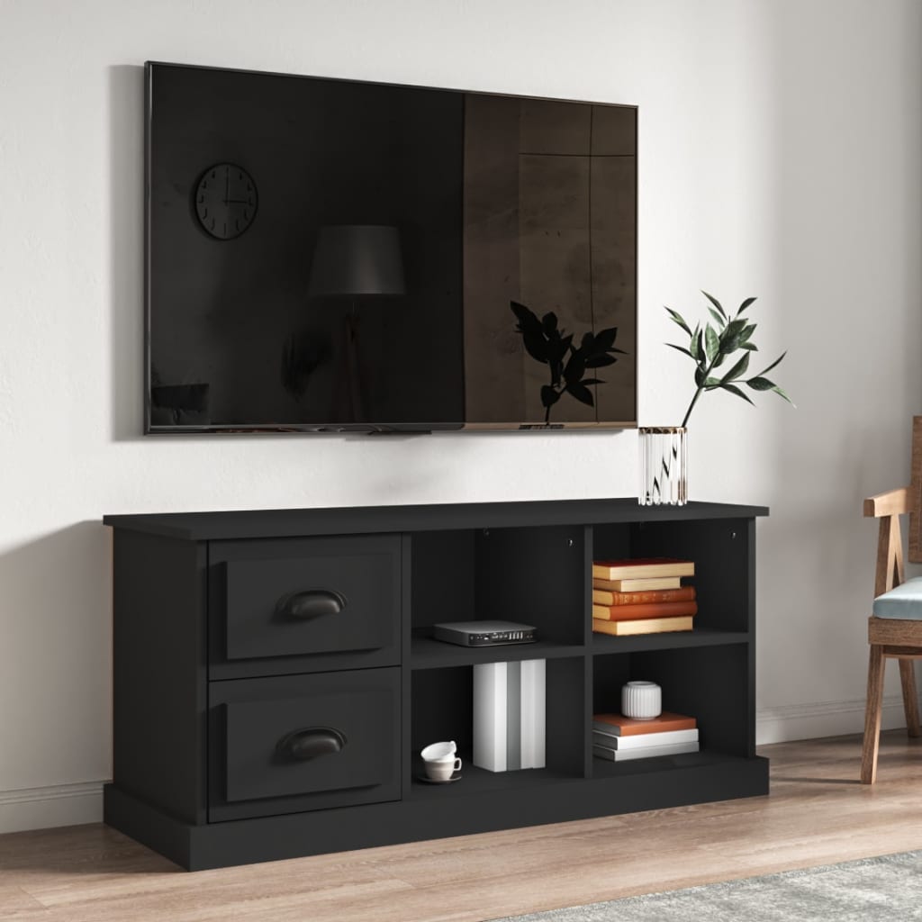 vidaXL Comodă TV, negru, 102x35,5x47,5 cm, lemn prelucrat