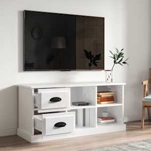 TV skříňka bílá vysoký lesk 102x35,5x47,5 cm kompozitní dřevo - obrázek 3