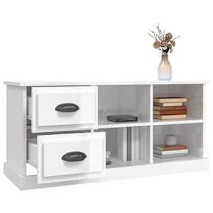 TV skříňka bílá vysoký lesk 102x35,5x47,5 cm kompozitní dřevo - obrázek 5