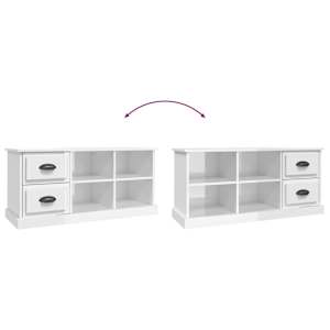 TV skříňka bílá vysoký lesk 102x35,5x47,5 cm kompozitní dřevo - obrázek 9
