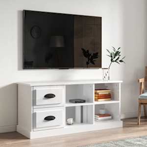 TV skříňka bílá vysoký lesk 102x35,5x47,5 cm kompozitní dřevo - obrázek 1