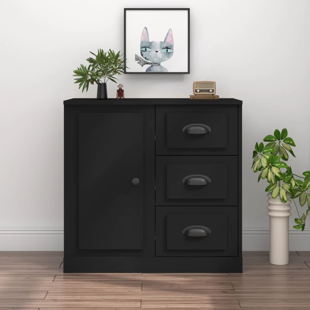 Buffet noir 70x35,5x67,5 cm bois d'ingénierie