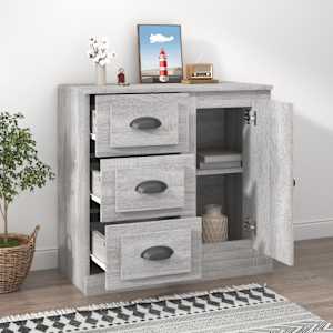 vidaXL &Scaron;oninė spintelė, pilka ąžuolo, 70x35,5x67,5cm, apdirbta mediena