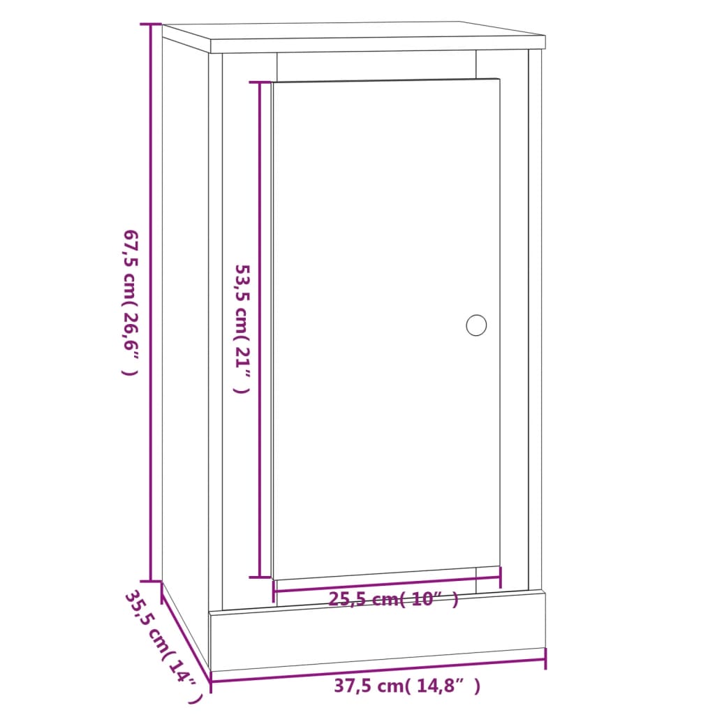 Komoda 2 kosa bela 37,5x35,5x67,5 cm inženirski les