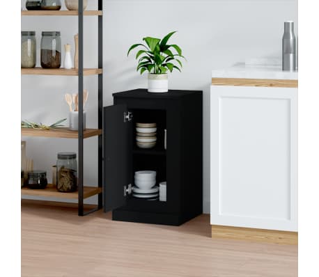vidaXL &Scaron;oninė spintelė, juoda, 37,5x35,5x67,5cm, apdirbta mediena